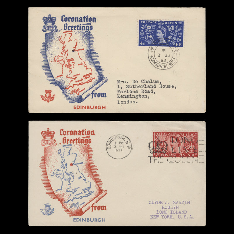 Great Britain 1953 (FDC) 4d Coronation, UP SPECIAL TPO
