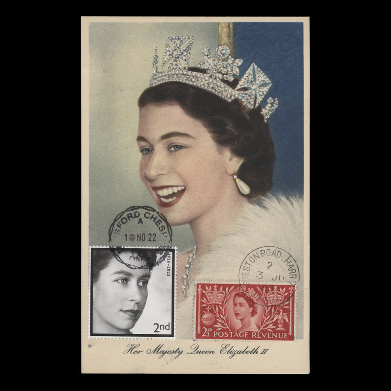 Great Britain 1953/2022 Coronation/Commemoration double-dated first day postcard