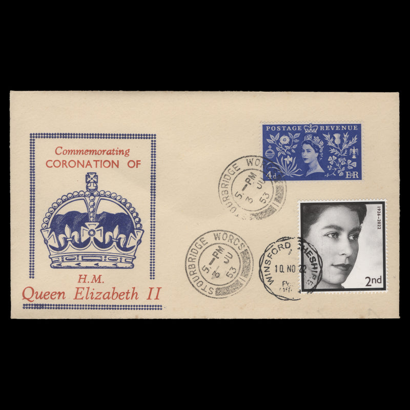 Great Britain 1953 Coronation/2022 Commemoration double-dated first day cover