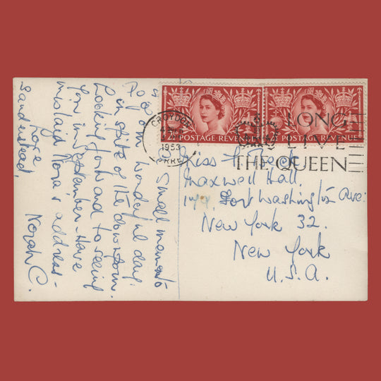 Great Britain 1953 (FDC) 2½d Coronation singles, CROYDON