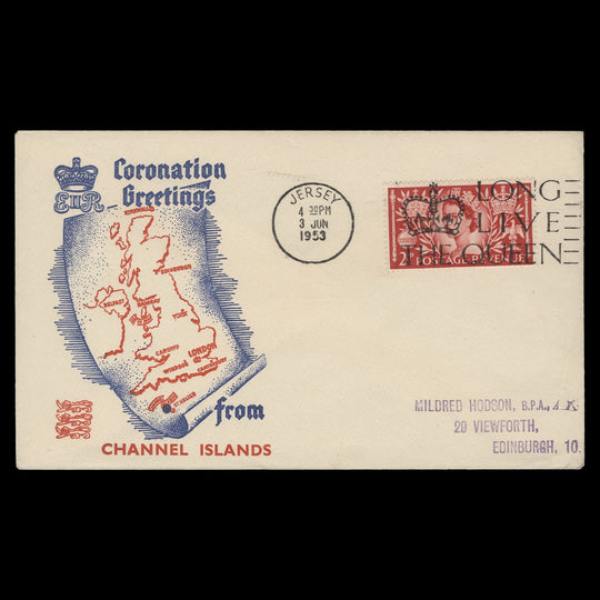 Great Britain 1953 (FDC) 2½d Coronation, JERSEY