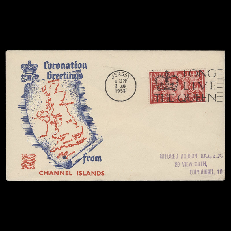 Great Britain 1953 (FDC) 2½d Coronation, JERSEY