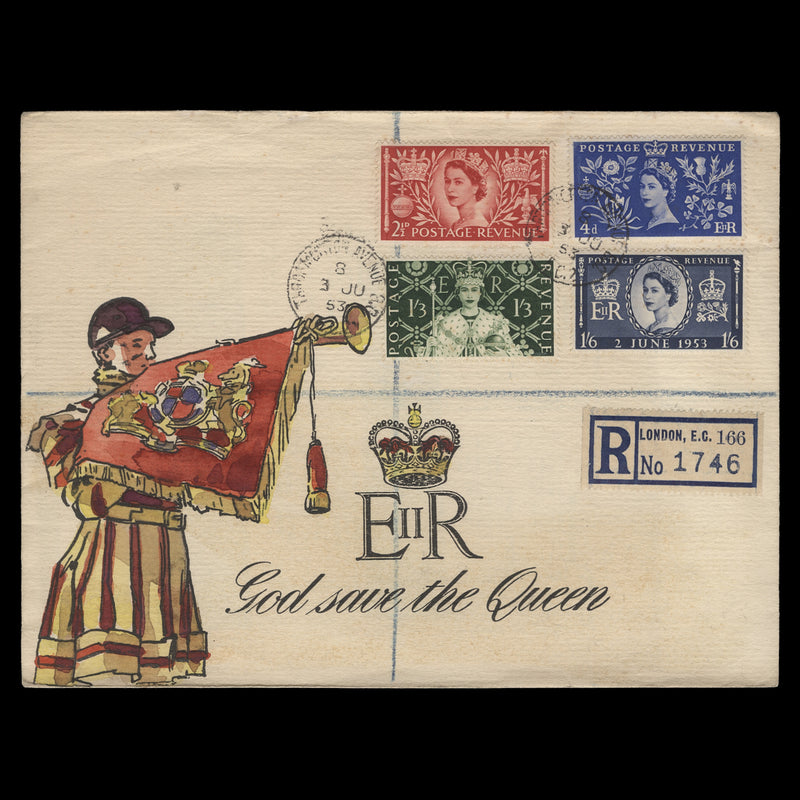 Great Britain 1953 Coronation first day cover, THROGMORTON AVENUE