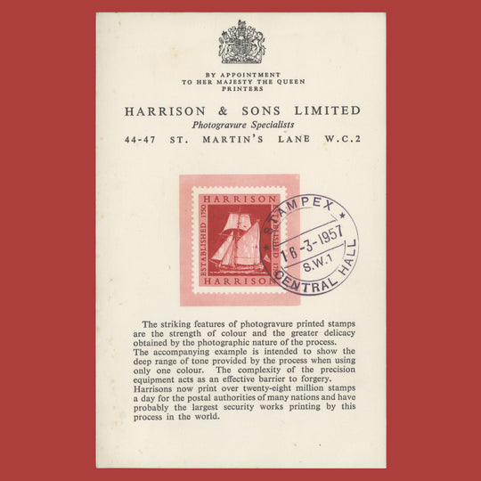 Great Britain 1957 Stampex, London first day souvenir card