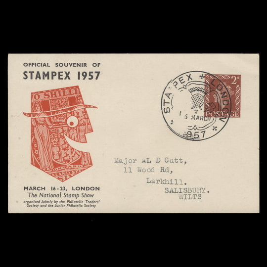 Great Britain 1957 Stampex, London first day souvenir postcard