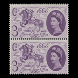Great Britain 1960 (MNH) 3d General Letter Office pair with face scratch flaw