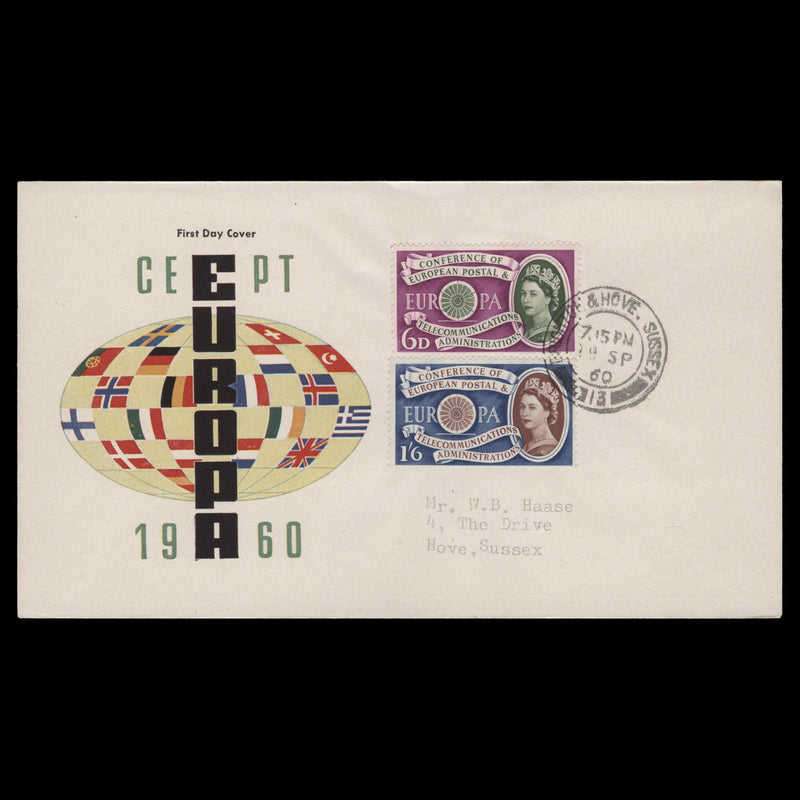 Great Britain 1960 CEPT first day cover, BRIGHTON & HOVE