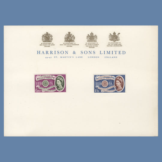 Great Britain 1960 CEPT presentation card