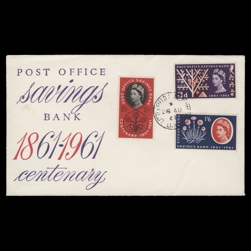 Great Britain 1961 (FDC) Post Office Savings Bank Centenary, LITTLEFIELD