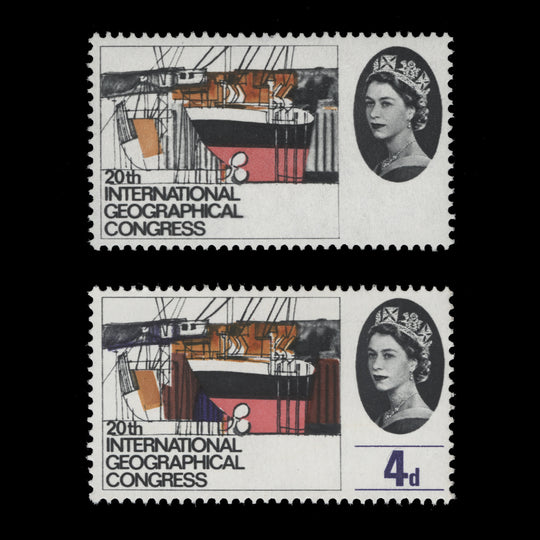 Great Britain 1964 (Variety) 4d Geographical Congress missing red-brown & violet