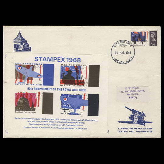 Great Britain 1965 (Used) 9d Battle of Britain ordinary, STAMPEX 1968