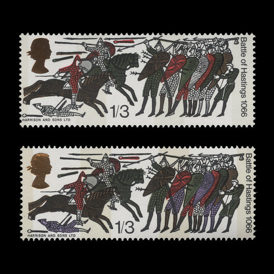 Great Britain 1966 (Variety) 1s3d Battle of Hastings phosphor missing lilac