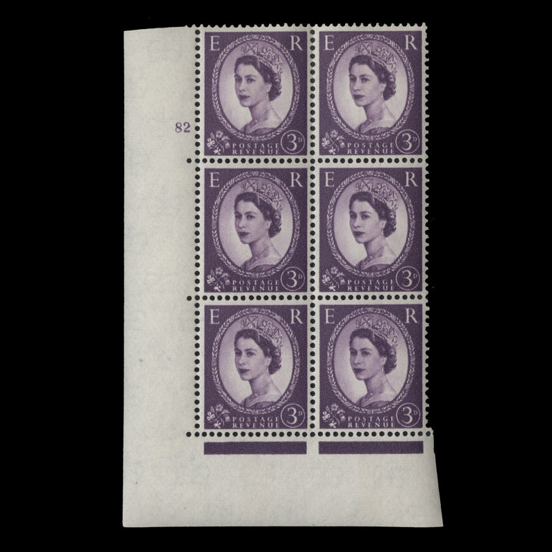 Great Britain 1966 (MNH) 3d Deep Lilac cylinder 82 block, E/I, phosphor