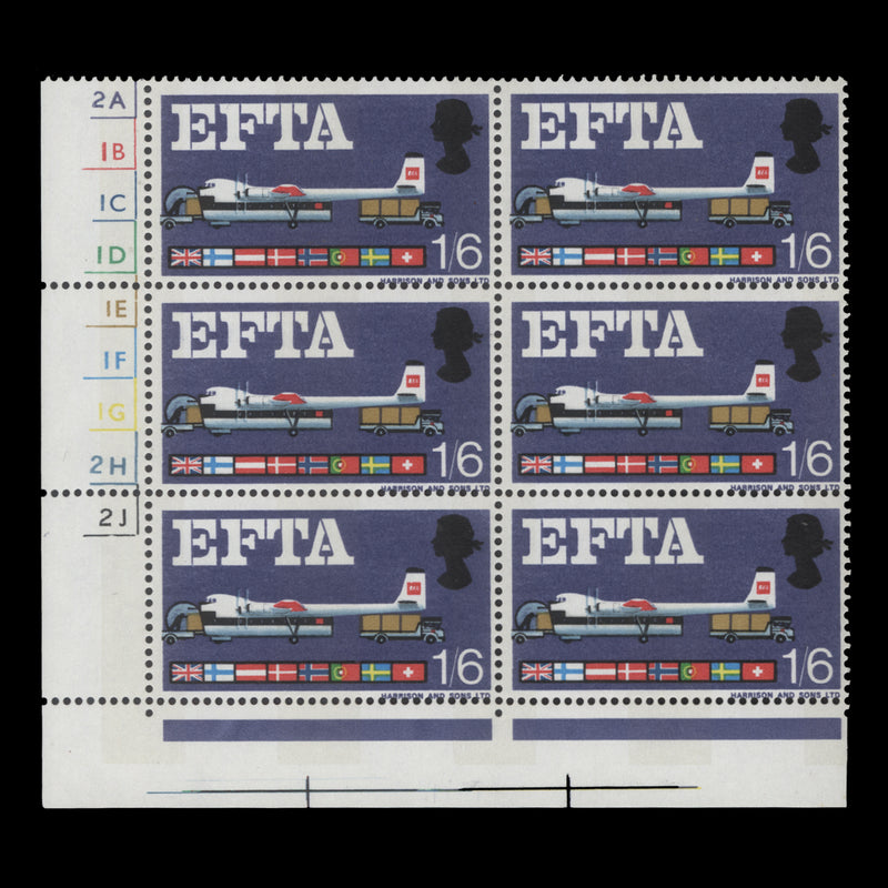 Great Britain 1967 (MNH) EFTA phosphor cylinder blocks