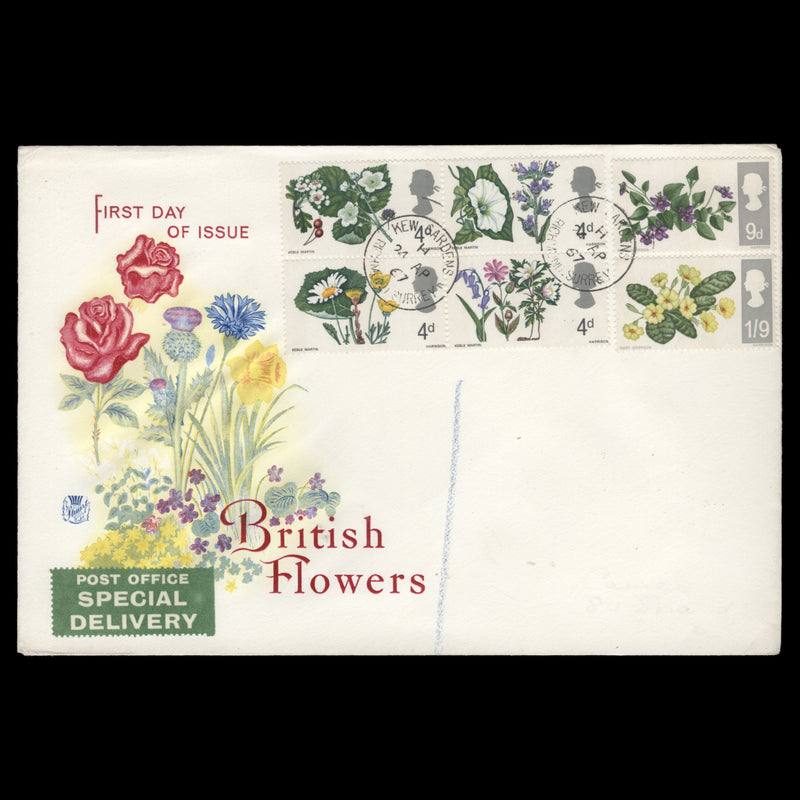 Great Britain 1967 British Wild Flowers phosphor first day cover, KEW GARDENS