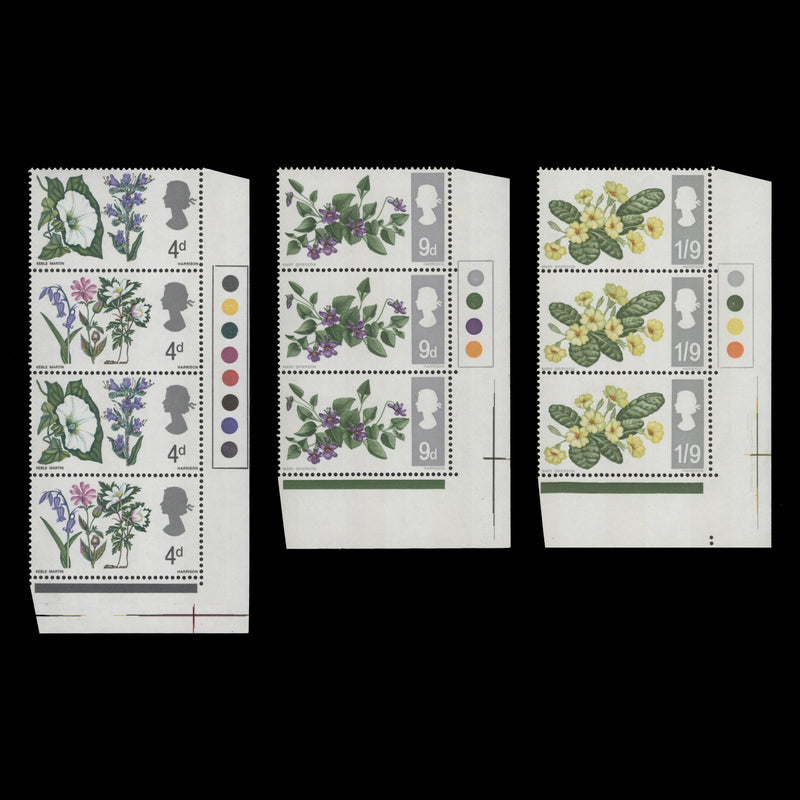 Great Britain 1967 (MNH) British Wild Flowers phosphor traffic light strips