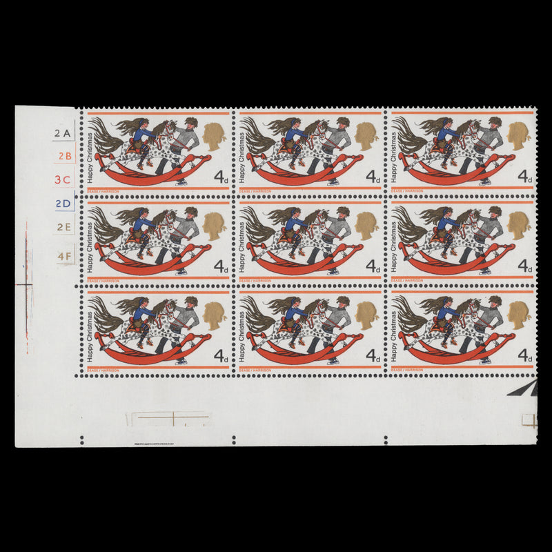 Great Britain 1968 (MNH) 4d Christmas cylinder 2A–2B–3C–2D–2E–4F block