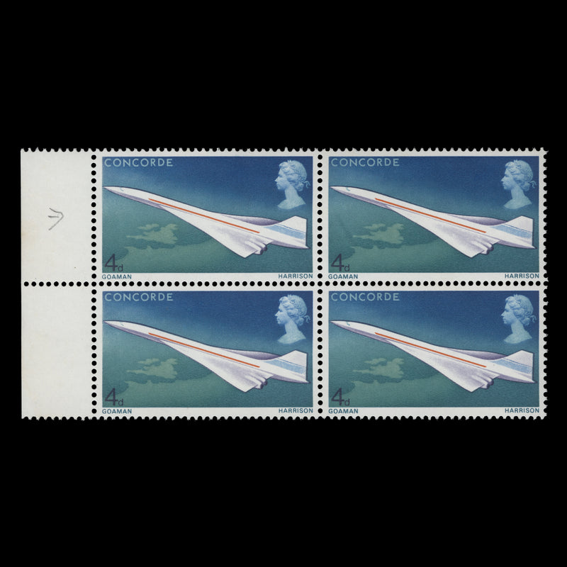 Great Britain 1969 (Variety) 4d Concorde block with oil slick flaw