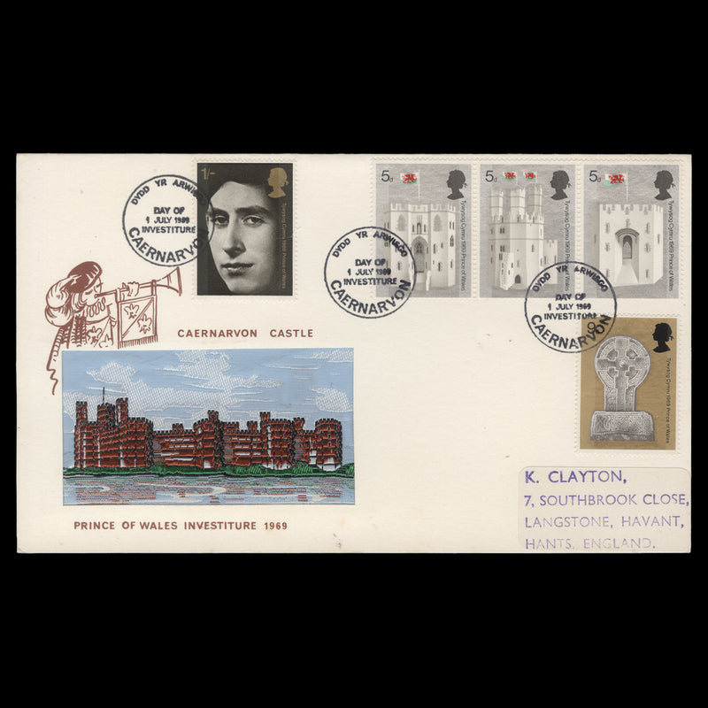 Great Britain 1969 Investiture first day cover, CAERNARVON