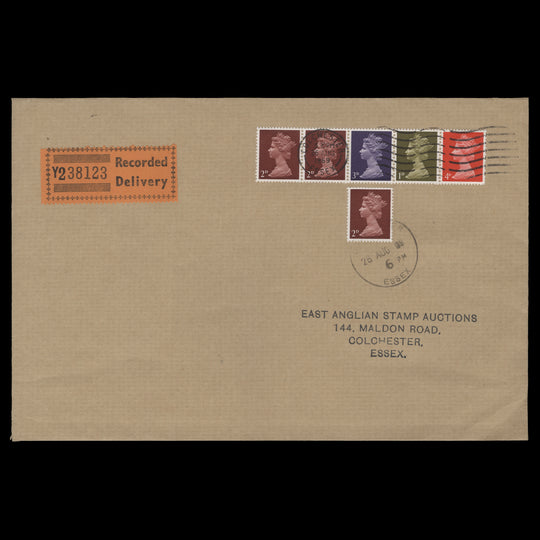 Great Britain 1969 Coil strip pre-release cover, COLCHESTER