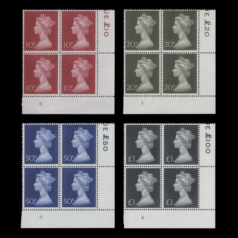 Great Britain 1970-72 (MNH) Large Format Definitives plate 4 blocks