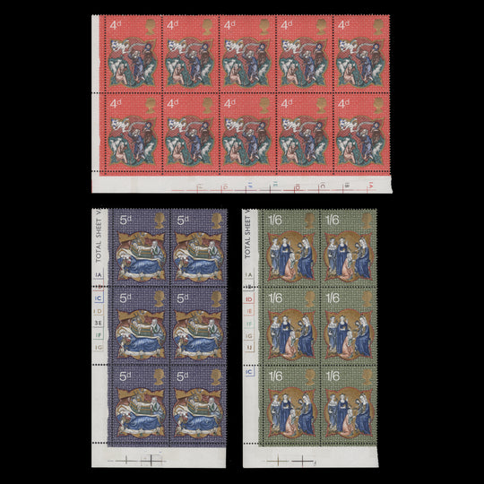 Great Britain 1970 (MNH) Christmas cylinder blocks