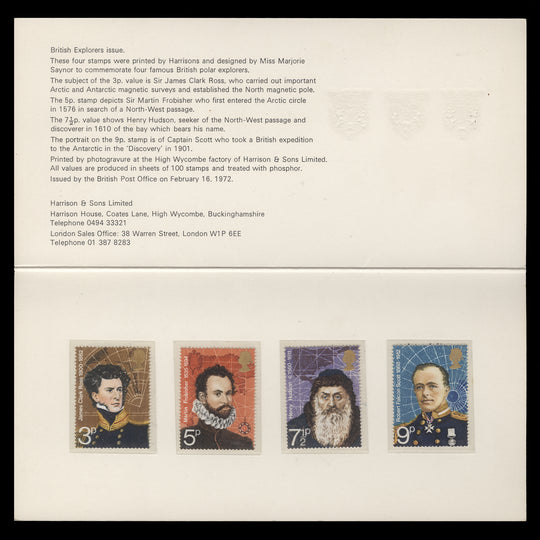 Great Britain 1972 British Polar Explorers presentation folder