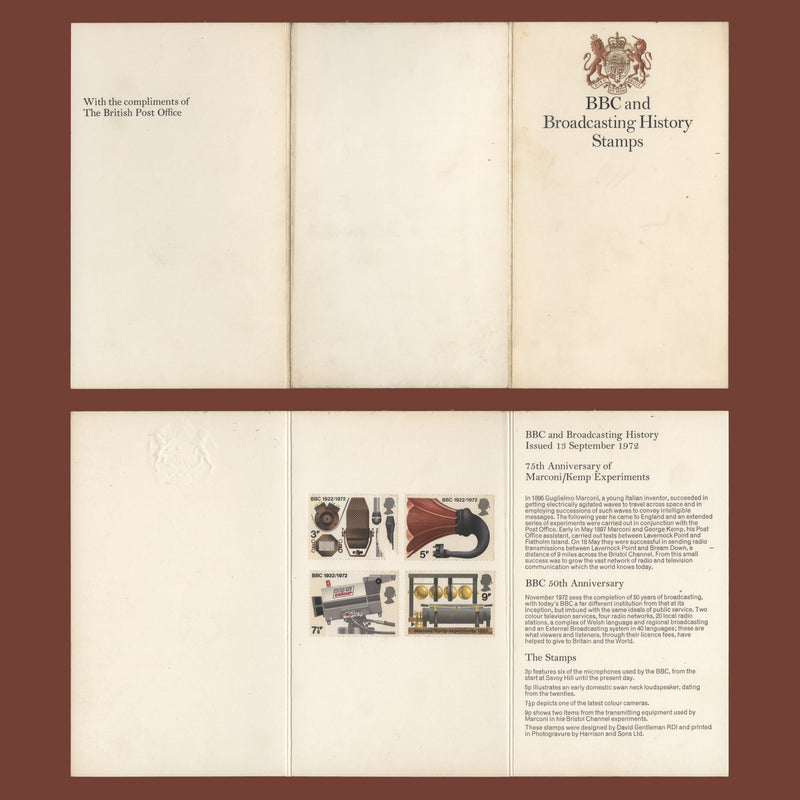 Great Britain 1972 Broadcasting Anniversaries presentation folder