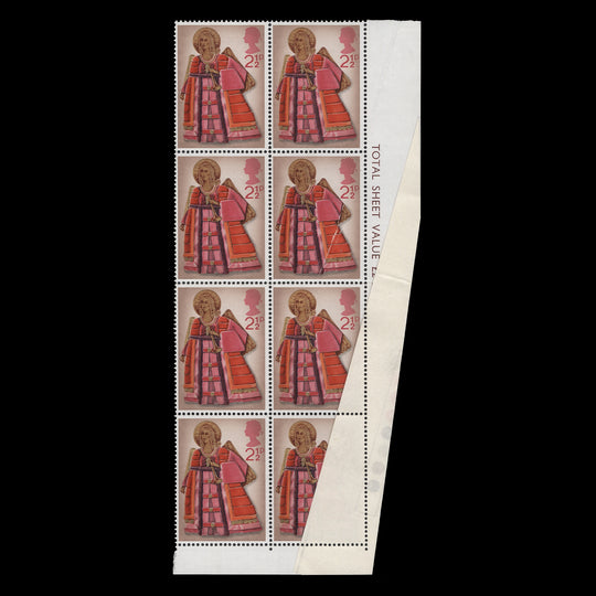 Great Britain 1972 (Variety) 2½p Christmas traffic light block with paper fold