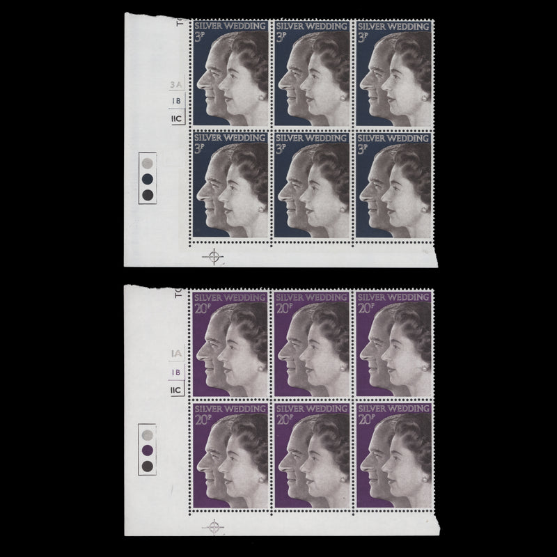 Great Britain 1972 (MNH) Royal Silver Wedding cylinder blocks, Rembrandt