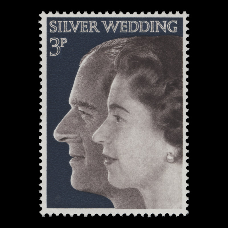 Great Britain 1972 (Error) 3p Royal Silver Wedding missing silver