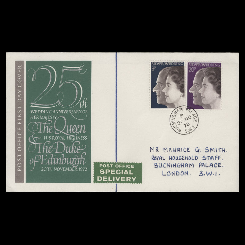 Great Britain 1972 Royal Silver Wedding first day cover, BUCKINGHAM PALACE