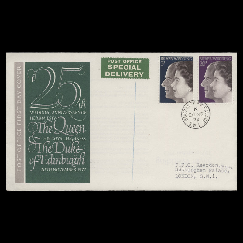 Great Britain 1972 Royal Silver Wedding first day cover, BUCKINGHAM PALACE