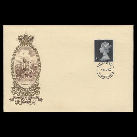 Great Britain 1972 (FDC) £1 Bluish Black, WINDSOR