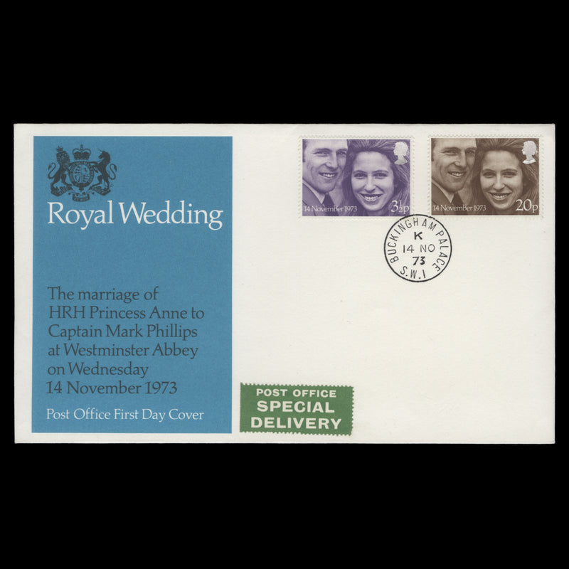 Great Britain 1973 Royal Wedding first day cover, BUCKINGHAM PALACE