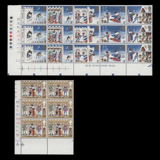 Great Britain 1973 (MNH) Christmas cylinder blocks