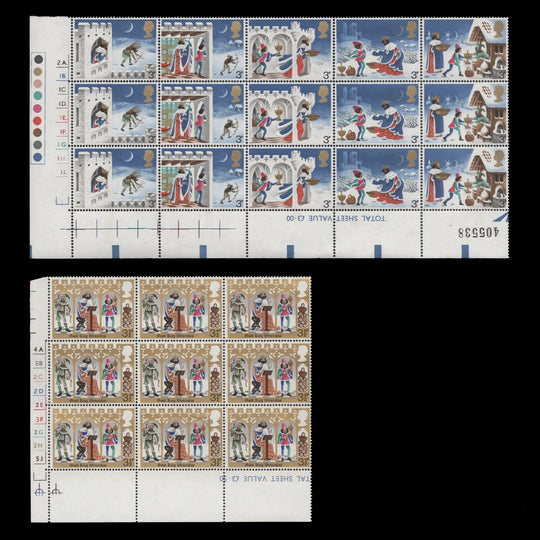 Great Britain 1973 (MNH) Christmas cylinder blocks