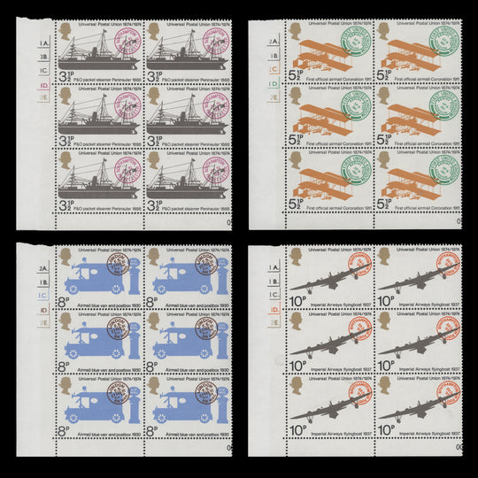Great Britain 1974 (MNH) UPU Centenary cylinder dot blocks