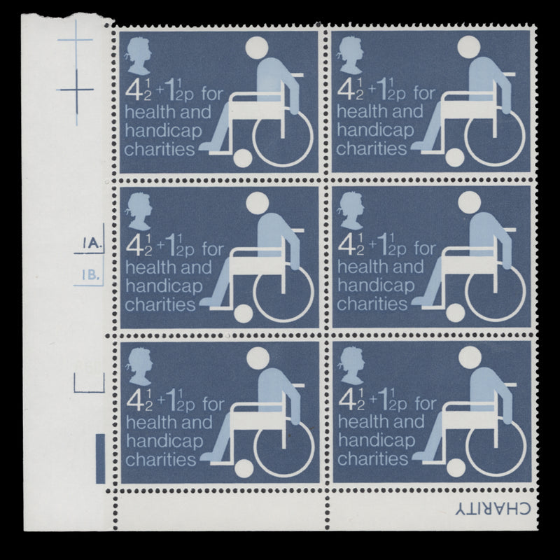 Great Britain 1975 (MNH) 4½p Health & Handicap Charities cylinder block