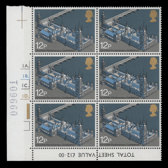 Great Britain 1975 (MNH) 12p Interparliamentary Conference cylinder block