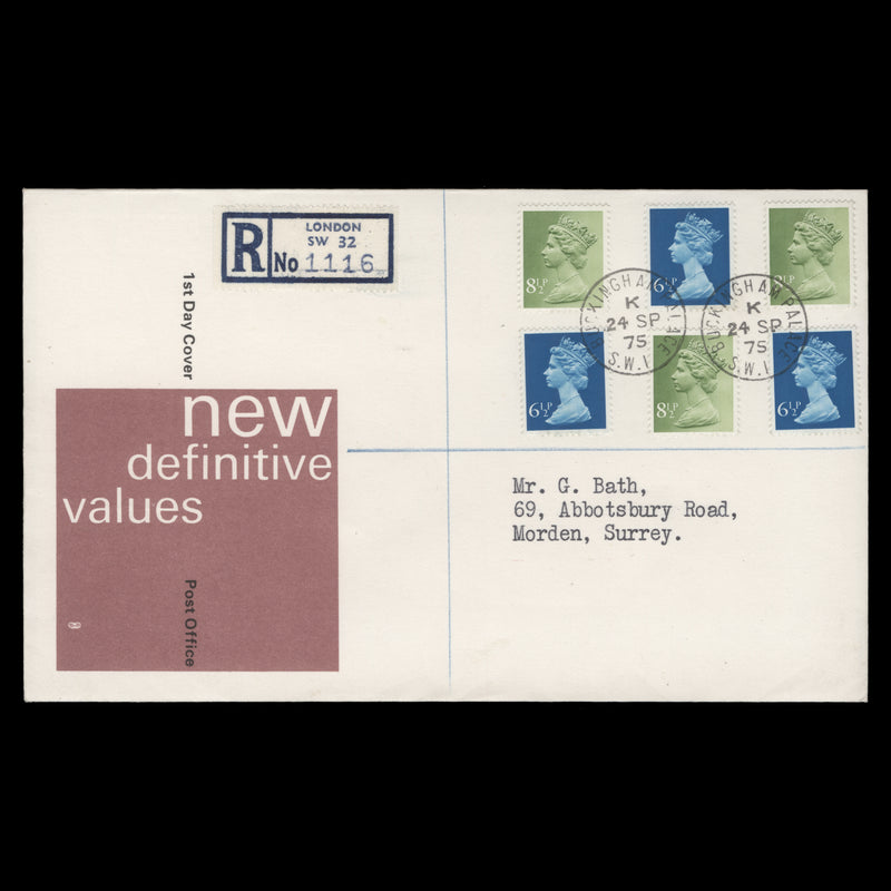 Great Britain 1975 (FDC) Definitives, BUCKINGHAM PALACE