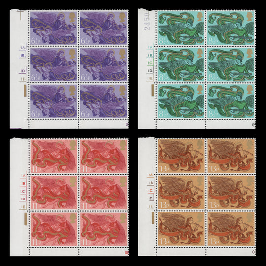 Great Britain 1975 (MNH) Christmas cylinder blocks