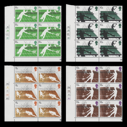 Great Britain 1977 (MNH) Racket Sports cylinder blocks