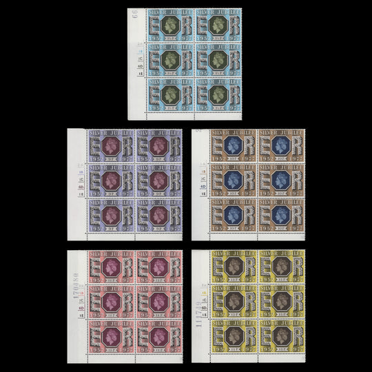 Great Britain 1977 (MNH) Silver Jubilee cylinder blocks