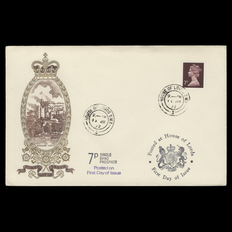Great Britain 1977 (FDC) 7p Purple-Brown, HOUSE OF LORDS