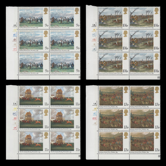 Great Britain 1979 (MNH) Horseracing Paintings cylinder blocks