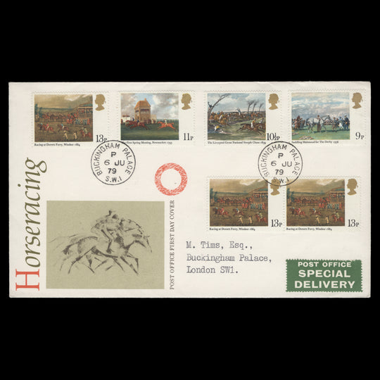 Great Britain 1979 Horseracing Paintings first day cover, BUCKINGHAM PALACE