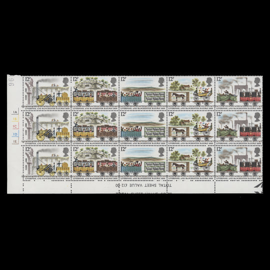 Great Britain 1980 (MNH) Railway Anniversary cylinder no-dot block