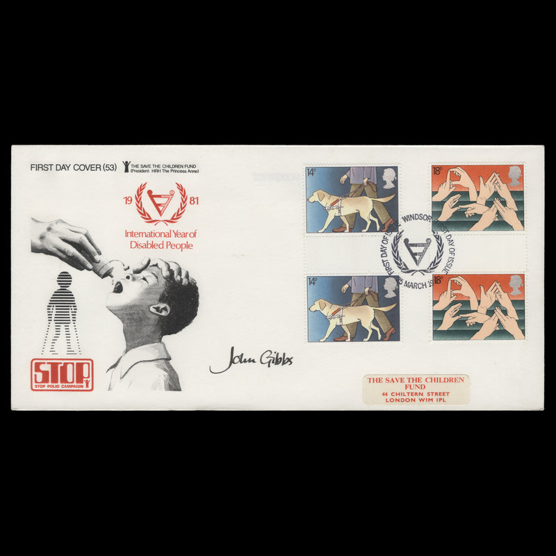 Great Britain 1981 Year of the Disabled first day cover signed by John Gibbs