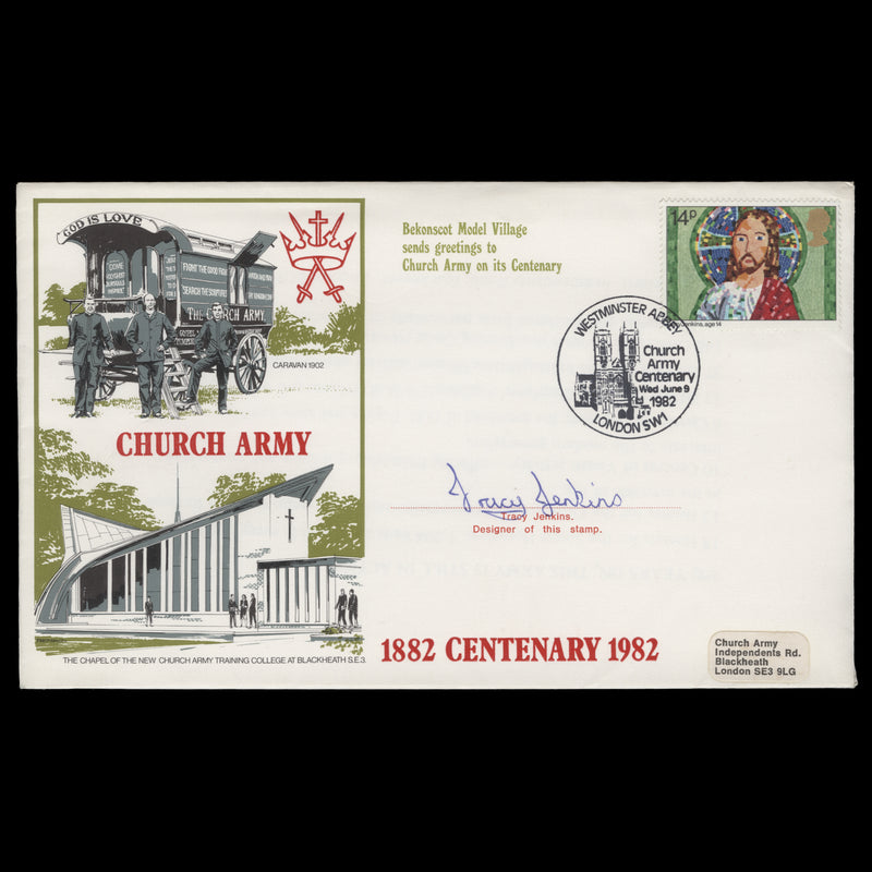 Great Britain 1981 Church Army cover signed by stamp designer Tracy Jenkins